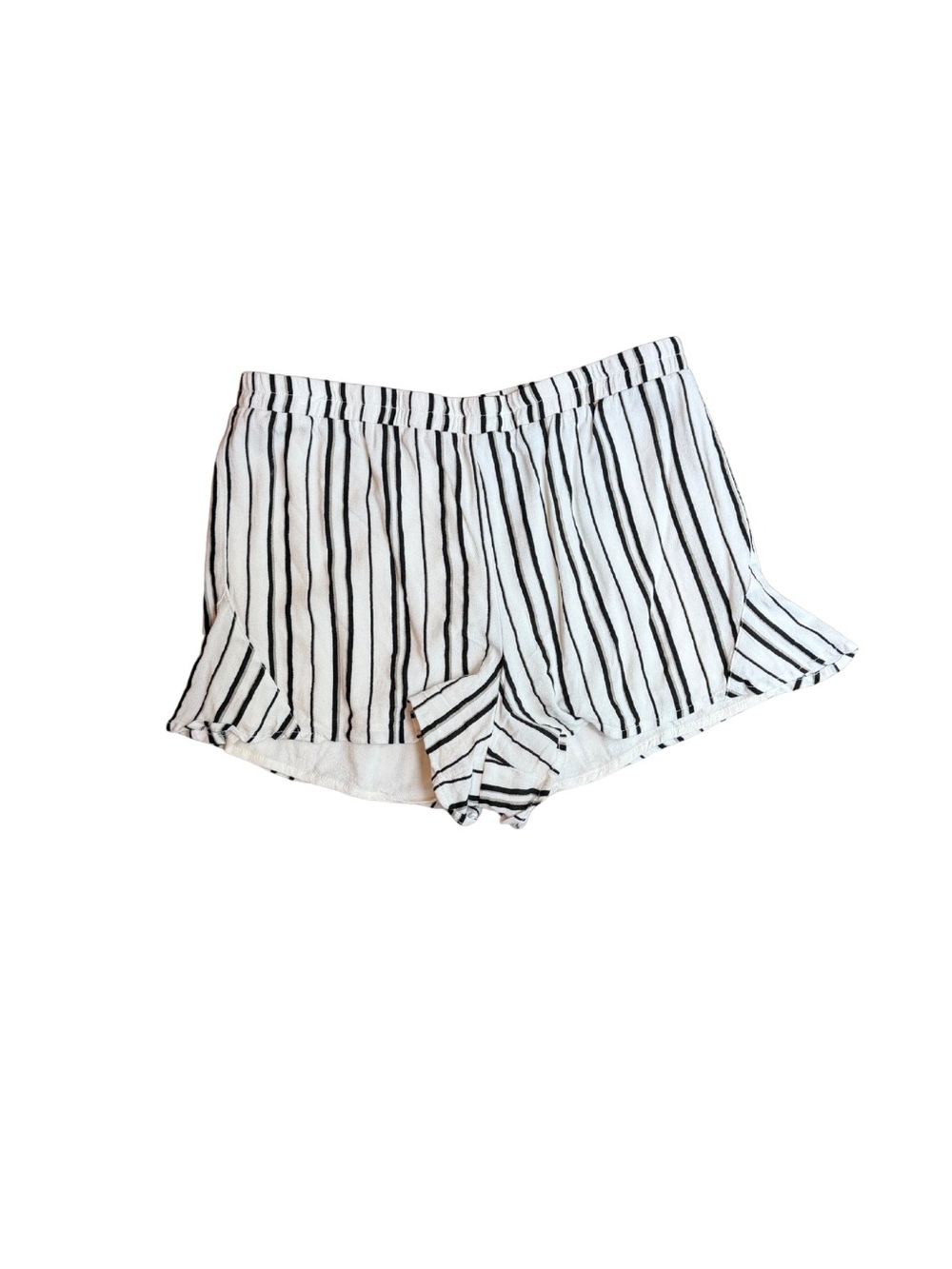 Kendall & Kylie White Shorts with Black Vertical Stripes